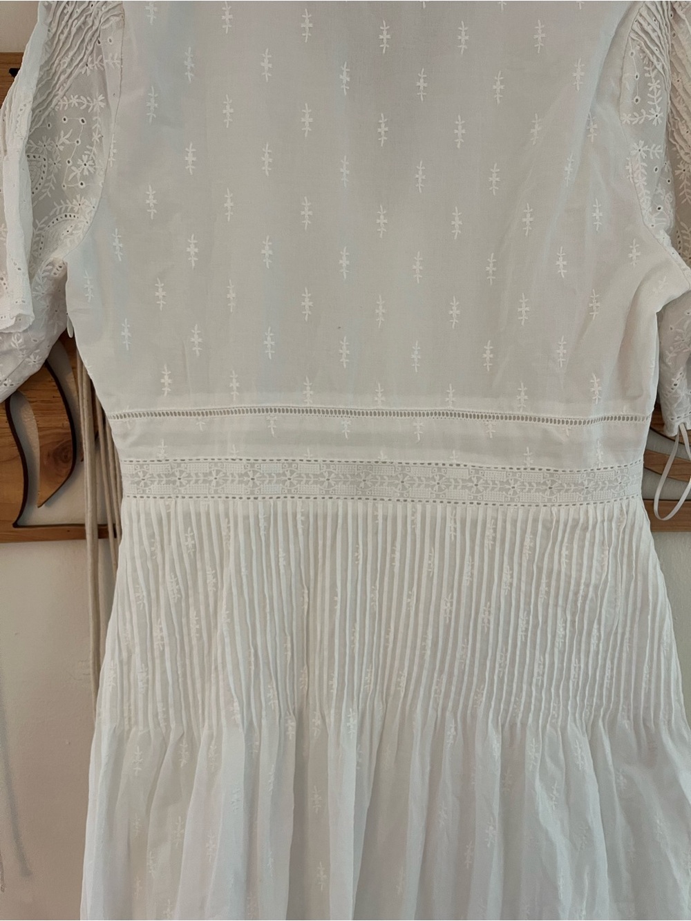 NWT Magaschoni White Linen Eyelet Short Sleeve Button-Front Maxi Dress Medium - Picture 8 of 13